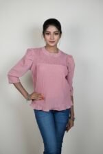 BLUSH PINK SMOCKED YOKE TOP - Image 2