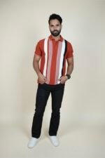 BOLD STRIPE RUST POLO T-SHIRT - Image 3
