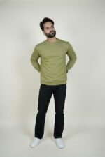 CLASSIC OLIVE CASUAL CREW NECK SWEATSHIRT