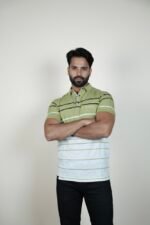 DUAL-TONE GREEN STRIPED POLO - Image 3