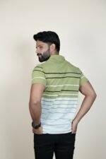 DUAL-TONE GREEN STRIPED POLO - Image 4