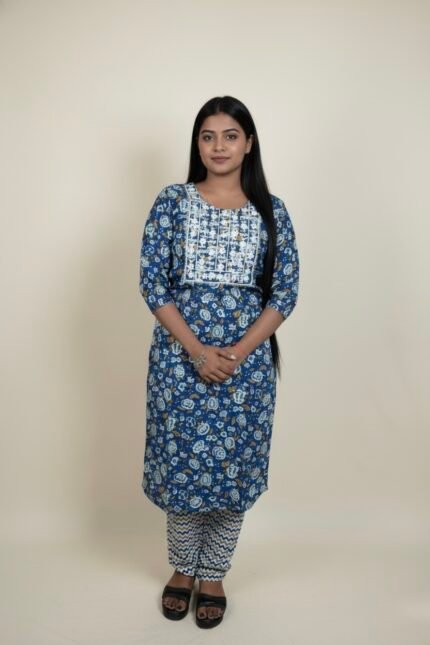 INDIGO BLOOM KURTI SET