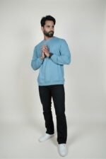 LIGHT BLUE CASUAL CREW NECK SWEATSHIRT